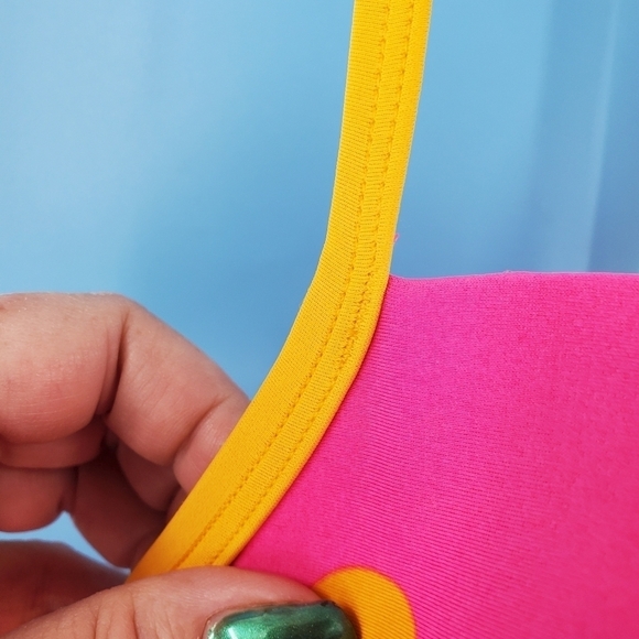 Aerie 36C hot pink and yellow polka dot halter bikini top - Picture 14 of 14